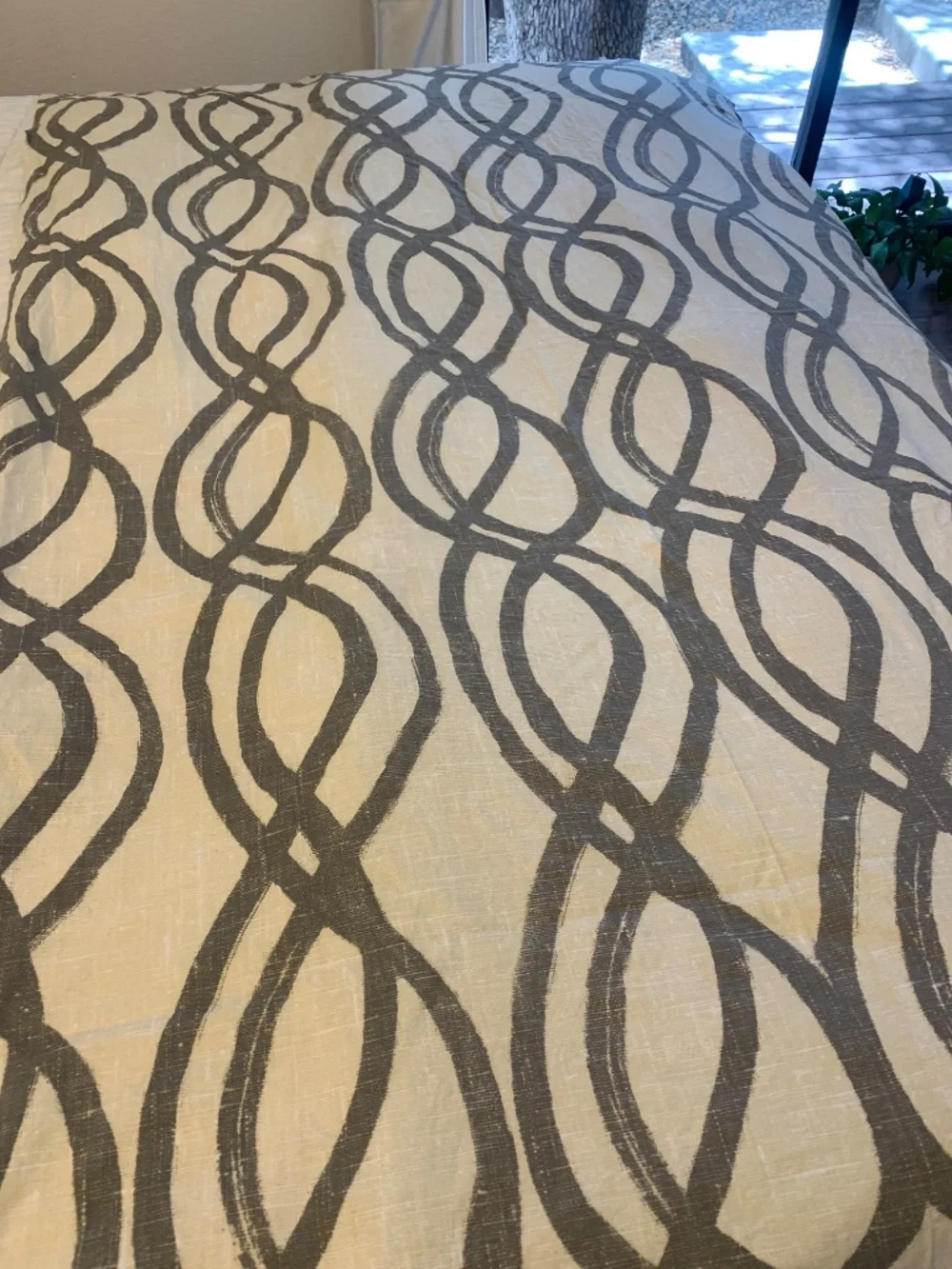 West Elm Cotton Canvas Scribble Lattice Curtain 48